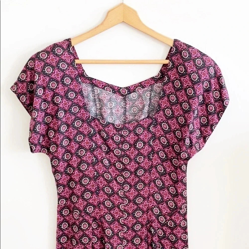 90s vintage passports printed short sleeve Skater Dress - Picture 7 of 8